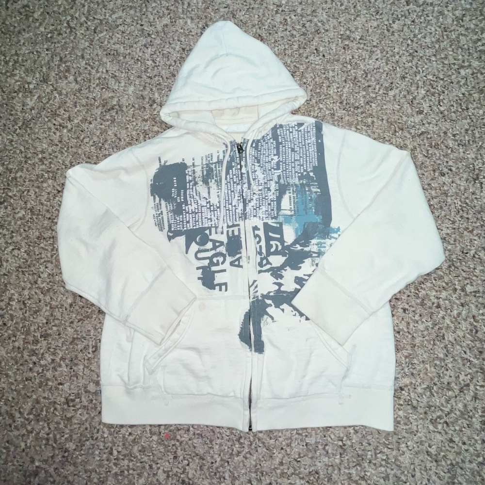 American Eagle y2k white and blue XL zip up sweatshirt.